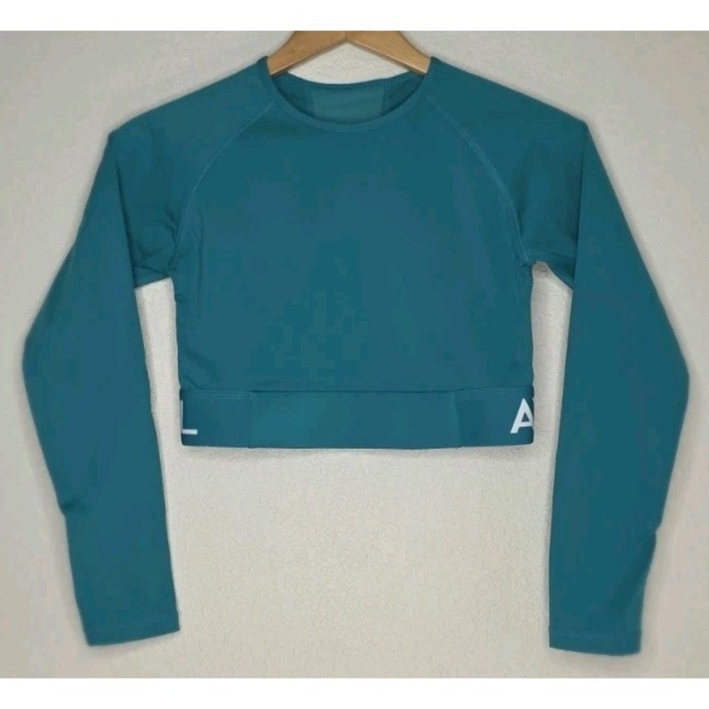 AYBL Training Long Sleeve Crop Top Teal Gym Active Woman M